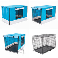 Thumbnail for Wire Dog Cage Foldable Crate Kennel 30in with Tray + BLUE Cover Combo