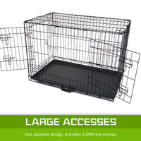 Thumbnail for Wire Dog Cage Foldable Crate Kennel 30in with Tray + BLUE Cover Combo