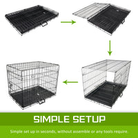 Thumbnail for Wire Dog Cage Foldable Crate Kennel 30in with Tray + BLUE Cover Combo