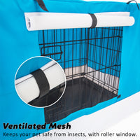 Thumbnail for Wire Dog Cage Crate 30in with Tray + Cushion Mat + BLUE Cover Combo