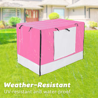 Thumbnail for Wire Dog Cage Crate 30in with Tray + Cushion Mat + PINK Cover Combo