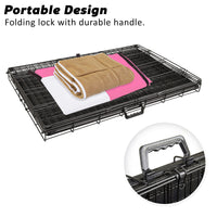 Thumbnail for Wire Dog Cage Crate 30in with Tray + Cushion Mat + PINK Cover Combo