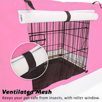 Thumbnail for Wire Dog Cage Crate 30in with Tray + Cushion Mat + PINK Cover Combo