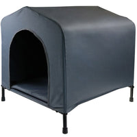 Thumbnail for Grey L Portable Flea and Mite Resistant Dog Kennel House W Cushion