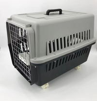 Thumbnail for YES4PETS Large Dog Cat Crate Pet Carrier Rabbit Airline Cage With Tray, Bowl & Wheel Black