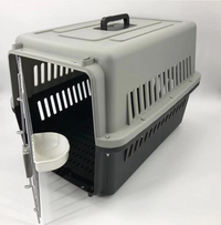 Thumbnail for YES4PETS Large Dog Cat Crate Pet Carrier Rabbit Airline Cage With Tray, Bowl & Wheel Black