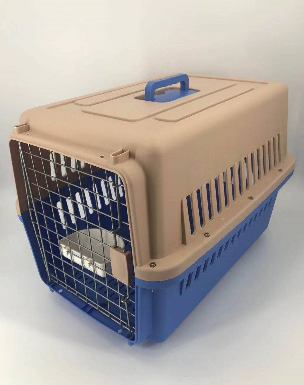 YES4PETS Large Dog Cat Crate Pet Carrier Rabbit Airline Cage With Tray And Bowl Blue