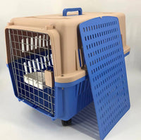 Thumbnail for YES4PETS Blue Large Dog Puppy Cat Crate Pet Carrier Cage With Tray, Bowl & Wheel