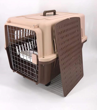 Thumbnail for YES4PETS Brown Large Dog Puppy Cat Crate Pet Carrier Cage With Tray, Bowl & Wheel