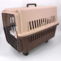 Thumbnail for YES4PETS Brown Large Dog Puppy Cat Crate Pet Carrier Cage With Tray, Bowl & Wheel