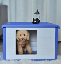 Thumbnail for YES4PETS Small Plastic Pet Dog Puppy Cat House Kennel Blue