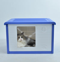 Thumbnail for YES4PETS Small Plastic Pet Dog Puppy Cat House Kennel Blue