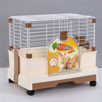 Thumbnail for YES4PETS Small Brown Pet Rabbit Cage Guinea Pig Crate Kennel With Potty Tray And Wheel