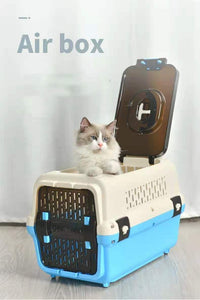 Thumbnail for YES4PETS Medium Dog Cat Crate Pet Rabbit Carrier Travel Cage With Tray & Window Blue