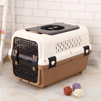 Thumbnail for YES4PETS Medium Dog Cat Crate Pet Rabbit Carrier Travel Cage With Tray & Window Brown