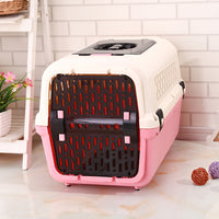 Thumbnail for YES4PETS Large Dog Cat Crate Pet Rabbit Carrier Travel Cage With Tray & Window Pink