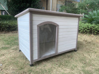 Thumbnail for YES4PETS XL Timber Pet Dog Kennel House Puppy Wooden Timber Cabin With Stripe White