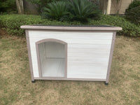 Thumbnail for YES4PETS XL Timber Pet Dog Kennel House Puppy Wooden Timber Cabin With Stripe White