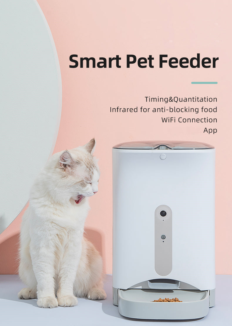 Smart Automatic Pet Dog Cat Rabbit Feeder Smartphone Camera APP for iPhone Android