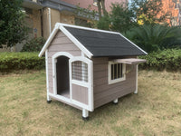 Thumbnail for YES4PETS L Timber Pet Dog Kennel House Puppy Wooden Timber Cabin Grey