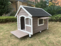 Thumbnail for YES4PETS L Timber Pet Dog Kennel House Puppy Wooden Timber Cabin Grey