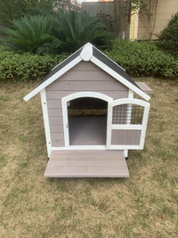 Thumbnail for YES4PETS L Timber Pet Dog Kennel House Puppy Wooden Timber Cabin Grey