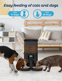 Thumbnail for YES4PETS 6L Automatic Digital Pet Dog Cat Feeder Double Food Bowl Dispenser