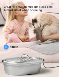 Thumbnail for YES4PETS 2L Automatic Electric Pet Water Fountain Dog Cat Stainless Steel Feeder Bowl Dispenser