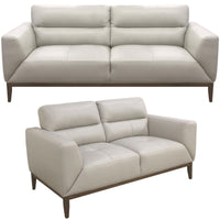 Thumbnail for Downy  Genuine Leather Sofa Set 3 + 2 Seater Upholstered Lounge Couch - Silver