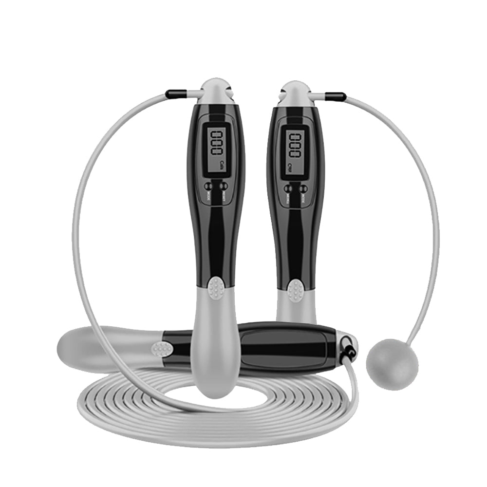 Digital Display Corded & Cordless 2 in 1 Fitness Skipping Jumping Rope(Grey)