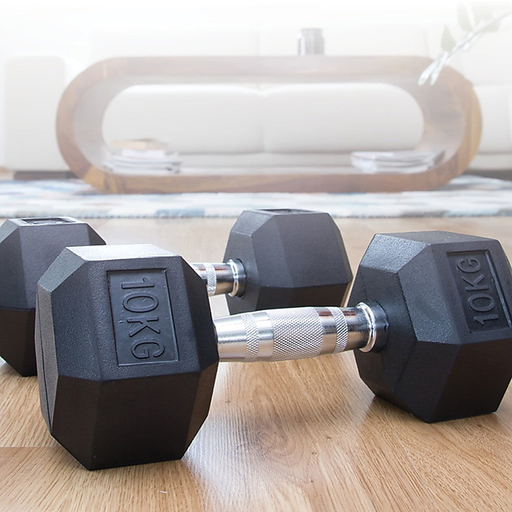 10KG Commercial Rubber Hex Dumbbell Gym Weight