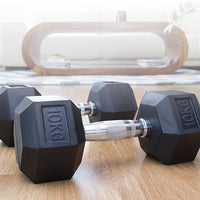 Thumbnail for 10KG Commercial Rubber Hex Dumbbell Gym Weight