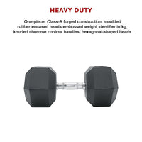 Thumbnail for 10KG Commercial Rubber Hex Dumbbell Gym Weight