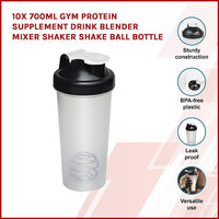 Thumbnail for 10x 700ml GYM Protein Supplement Drink Blender Mixer Shaker Shake Ball Bottle