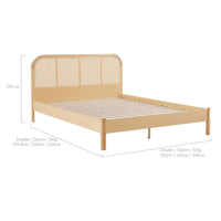 Thumbnail for Lulu Bed Frame with Curved Rattan Bedhead - Queen