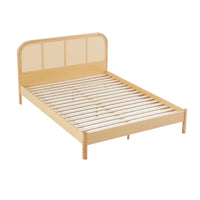 Thumbnail for Lulu Bed Frame with Curved Rattan Bedhead - Queen