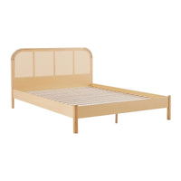 Thumbnail for Lulu Bed Frame with Curved Rattan Bedhead - Queen