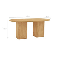 Thumbnail for Tate 6 Seater Column Dining Table in Natural