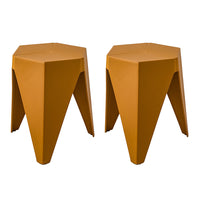 Thumbnail for ArtissIn 2x Bar Stools Puzzle Plastic Foot Stool Yellow