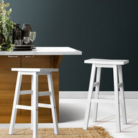 Thumbnail for Artiss Bar Stools Kitchen Counter Stools Wooden Chairs White x2