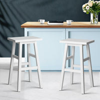 Thumbnail for Artiss Bar Stools Kitchen Counter Stools Wooden Chairs White x2