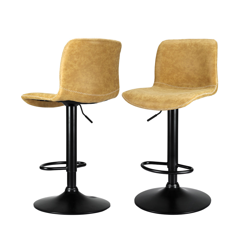 Artiss 2x Bar Stools Kitchen Swivel Bar Stool Gas Lift Chairs Barstools Brown - Bring To Door 