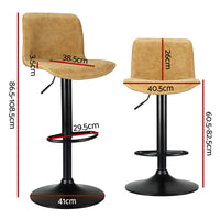 Thumbnail for Artiss 2x Bar Stools Kitchen Swivel Bar Stool Gas Lift Chairs Barstools Brown - Bring To Door 