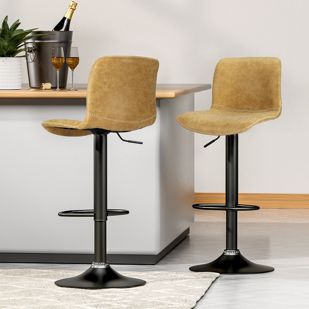 Artiss 2x Bar Stools Kitchen Swivel Bar Stool Gas Lift Chairs Barstools Brown - Bring To Door 