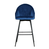 Thumbnail for Artiss 2x Bar Stools Velvet Swivel Metal Legs Blue