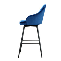 Thumbnail for Artiss 2x Bar Stools Velvet Swivel Metal Legs Blue