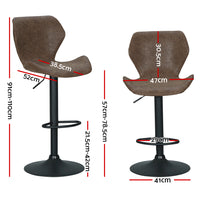 Thumbnail for Artiss Bar Stools Kitchen Counter Stools Swivel Gas Lift Vintage Chairs Brown x2