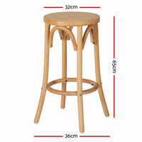 Thumbnail for Artiss Bar Stool Rattan Seat Wooden