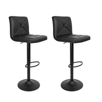 Thumbnail for Artiss 2x Bar Stools Kitchen Dining Chairs Gas Lift Stool Leather Black