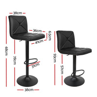 Thumbnail for Artiss 2x Bar Stools Kitchen Dining Chairs Gas Lift Stool Leather Black